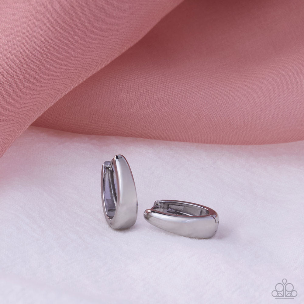 Stainless Stroll - Silver Hinge Hoop Earrings