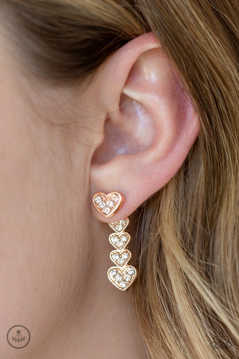 Paparazzi ♥ Heartthrob Twinkle - Rose Gold ♥ Post Earrings
