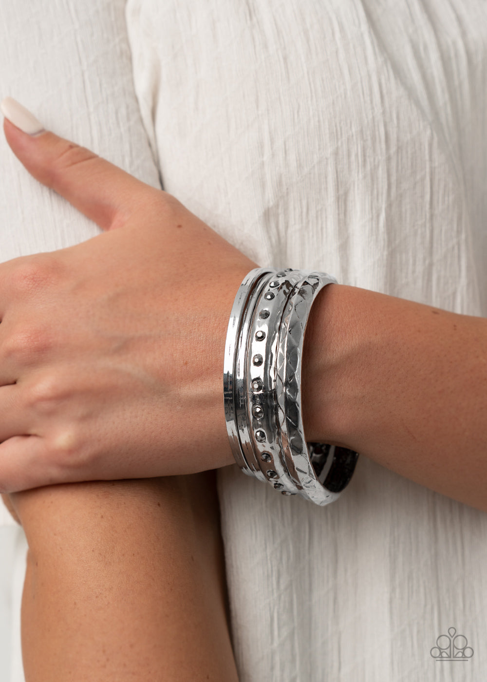 Revved Up Rhinestones - Hematite - Silver