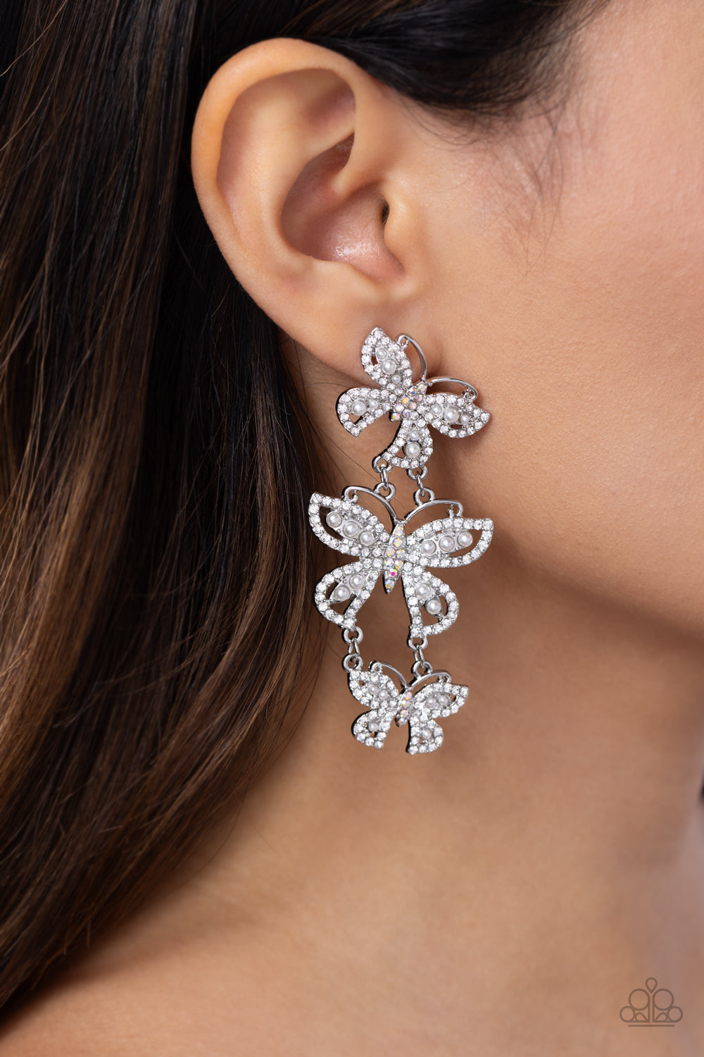 Fluttering Finale - Iridescent - Silver - White