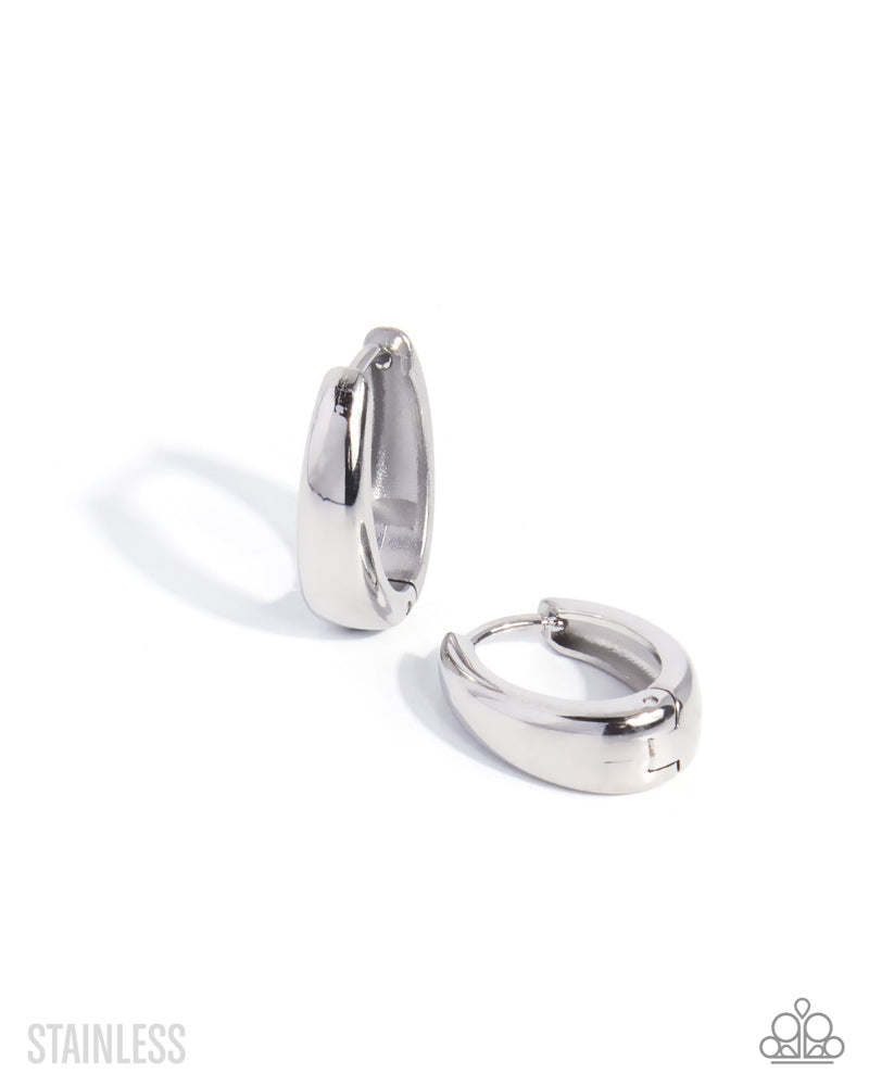 Stainless Stroll - Silver Hinge Hoop Earrings