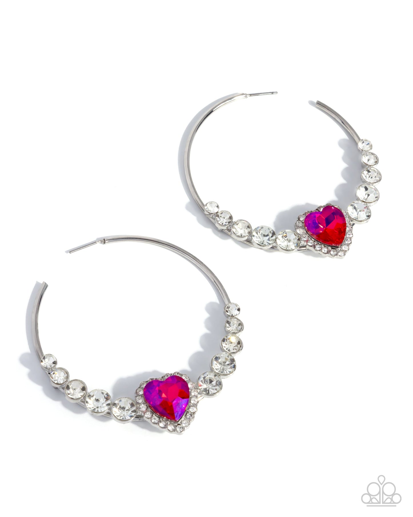 Hoop, Pink, Silver, Heart, Valentines Day, Earrings,  LIFE OF THE PARTY, EXCLUSIVE