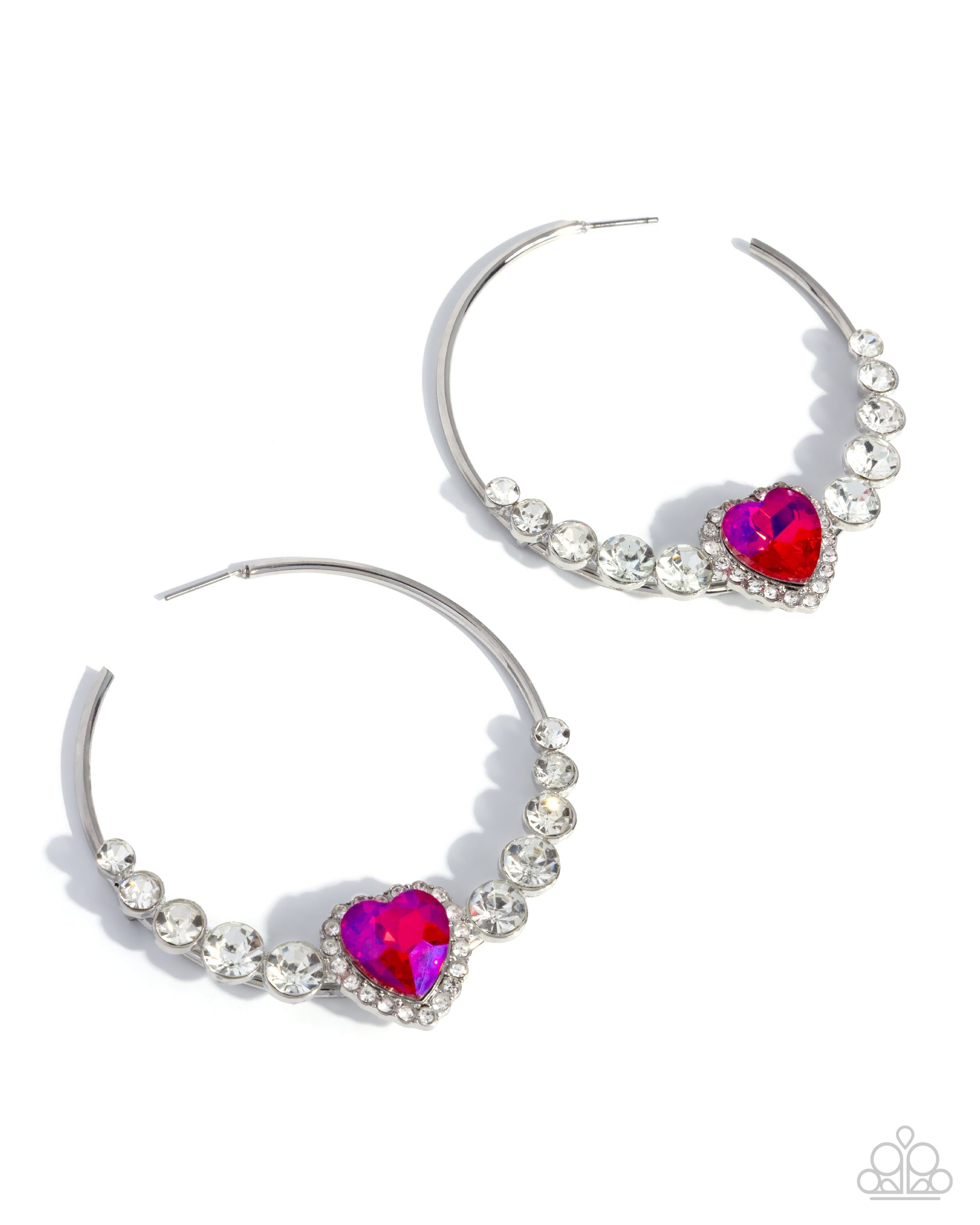 Hoop, Pink, Silver, Heart, Valentines Day, Earrings,  LIFE OF THE PARTY, EXCLUSIVE