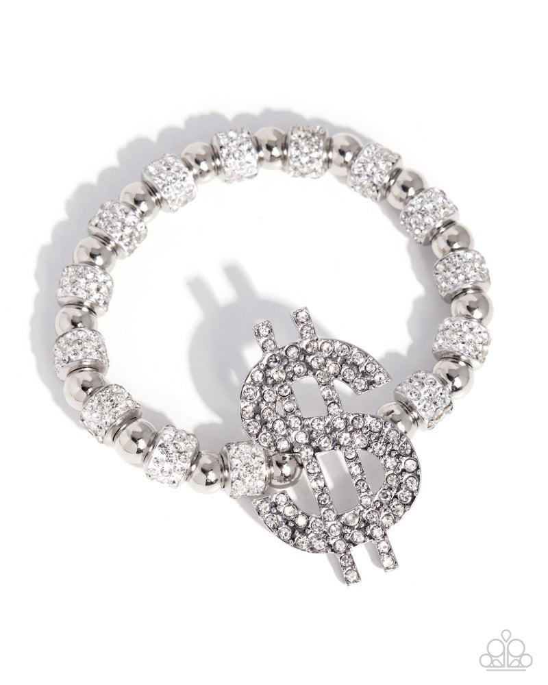 Stretchy Bracelets, White, Silver, Bracelets,  LIFE OF THE PARTY, EXCLUSIVE