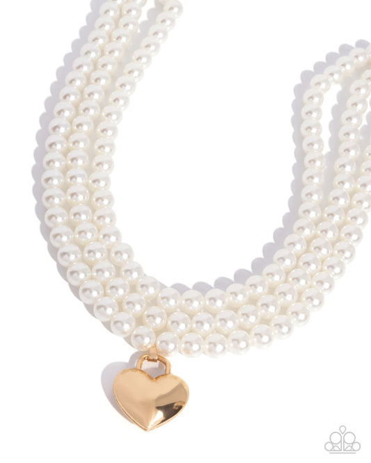 Short Necklaces, White, Gold, Heart, Valentines Day, Pearl, Necklaces,  LIFE OF THE PARTY, EXCLUSIVE