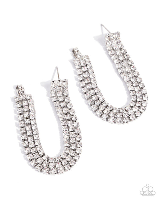 Posts, White, Silver, Earrings,  LIFE OF THE PARTY, EXCLUSIVE