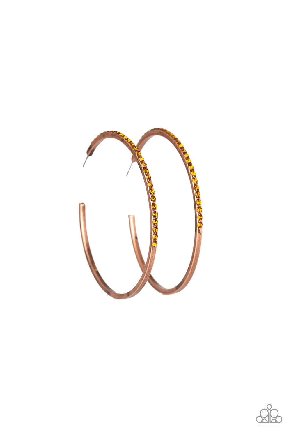 Trending Twinkle - Copper Topaz Rhinestone Hoop Earrings