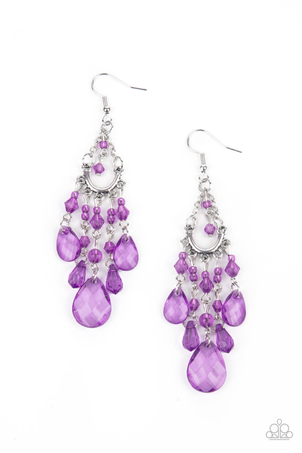 Paid Vacation - Purple Bead Silver Earrings