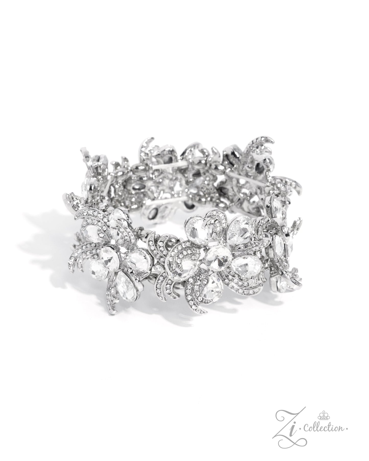 Indulgent Ideal - White Gem Silver Floral - 2024 Zi Collection Bracelet