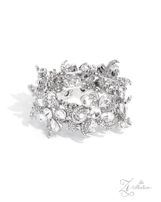 Indulgent Ideal - White Gem Silver Floral - 2024 Zi Collection Bracelet