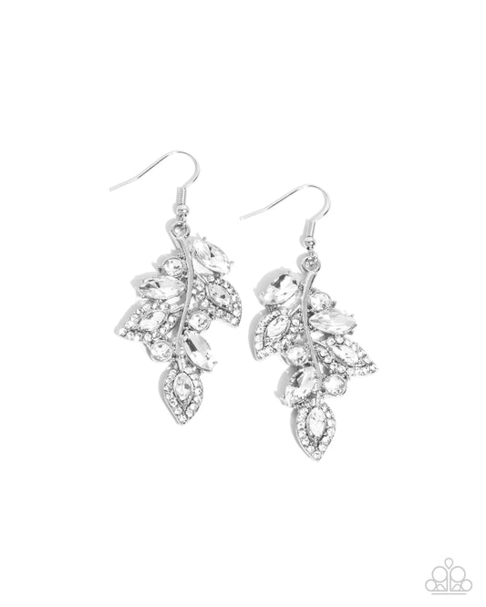 Flourishing Feature - White Gem Silver Earrings