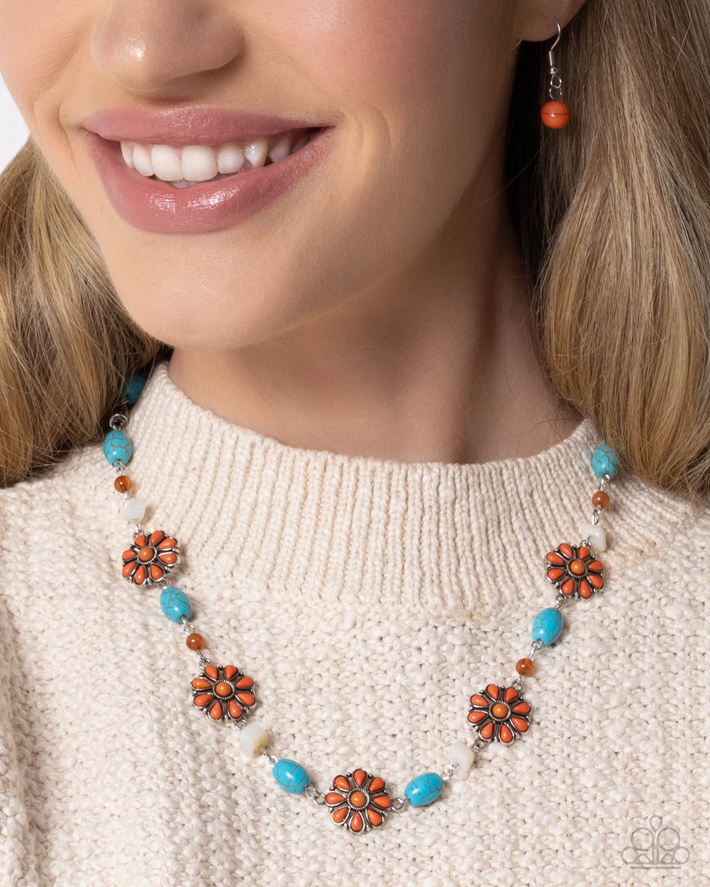 Complete Look - Turquoise & Orange Flower