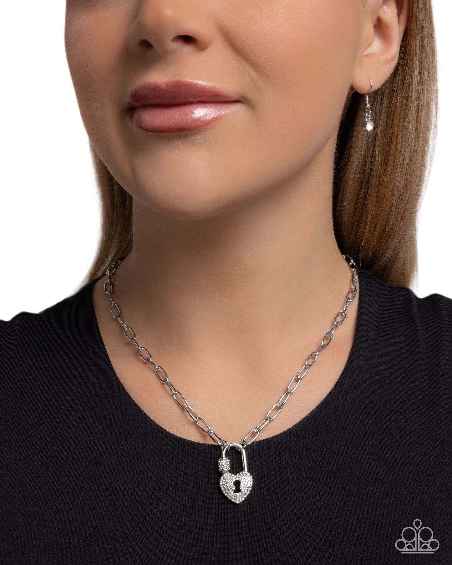 Padlock Potential - Hearts - Silver - White