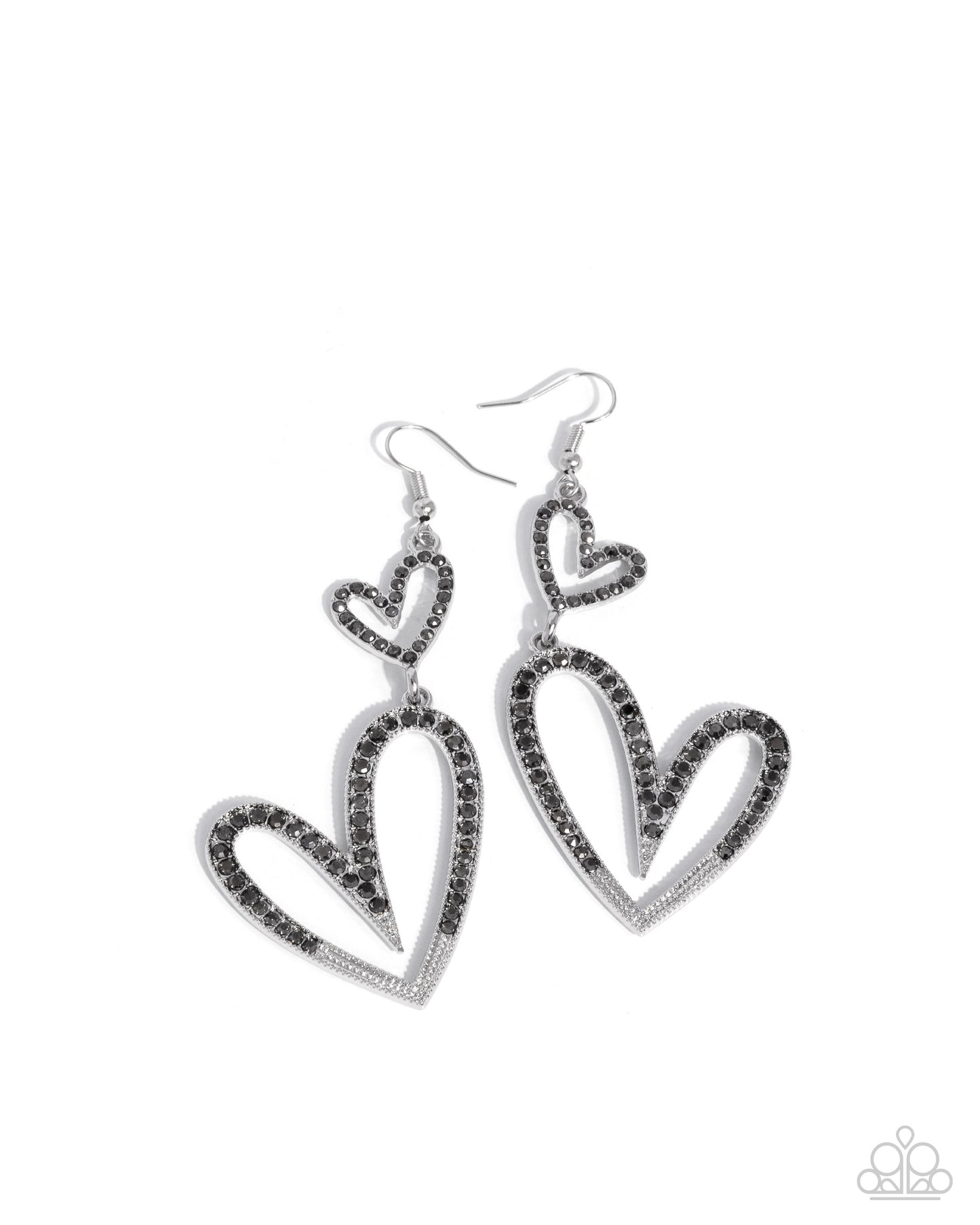 Power Couple - Hearts - Hematite - Silver