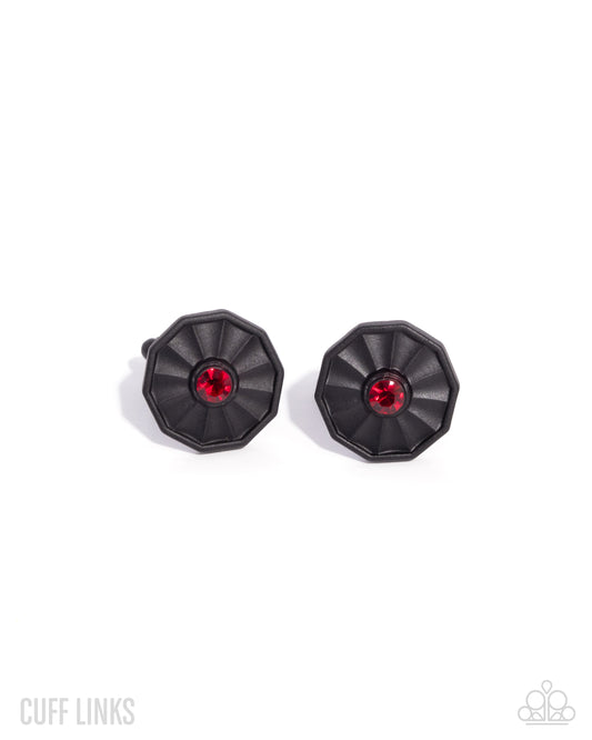 Octagonal Opulence - Cuff Links - Red