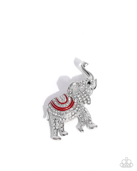 Elephant Embrace - Brooches - Red
