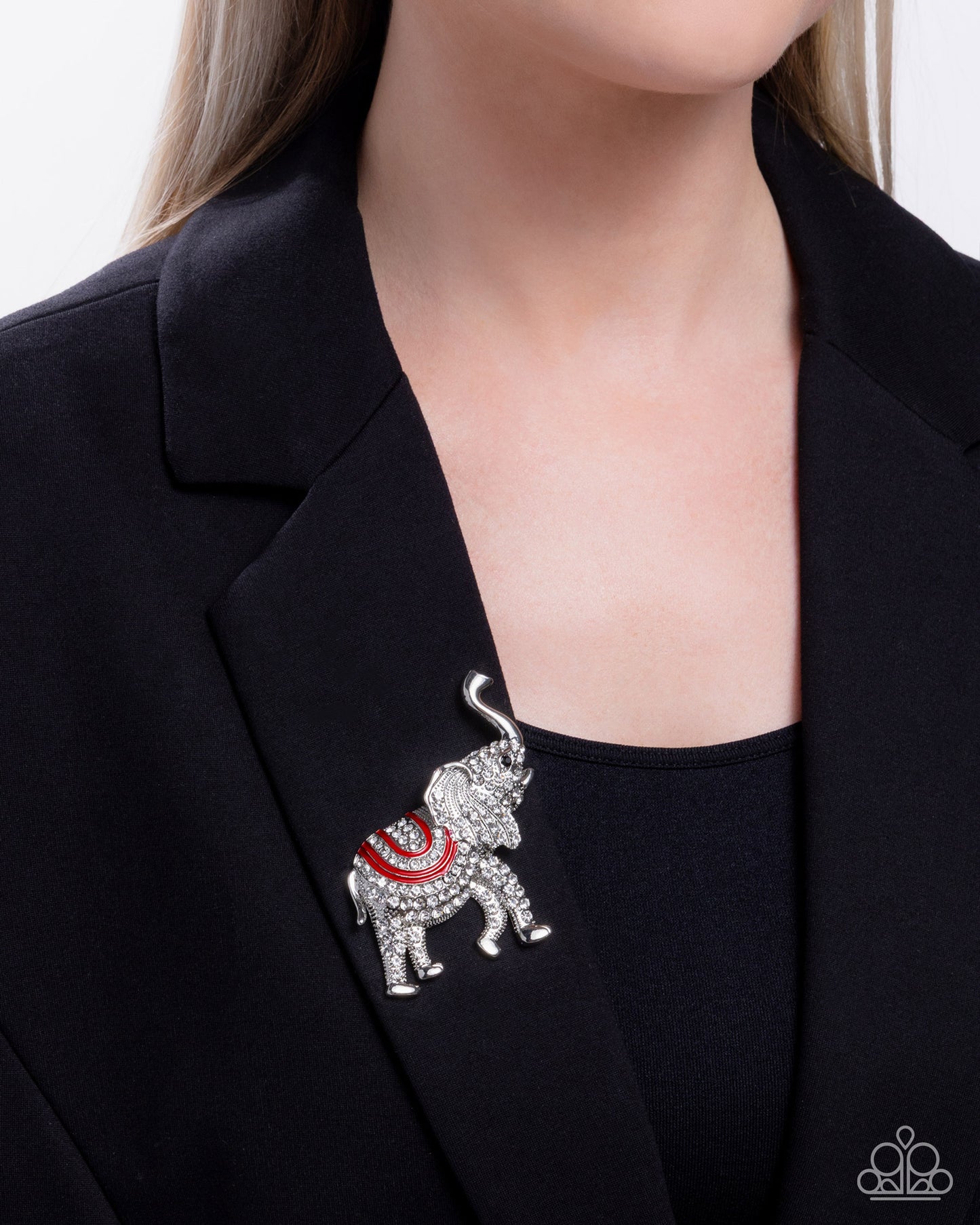 Elephant Embrace - Brooches - Red
