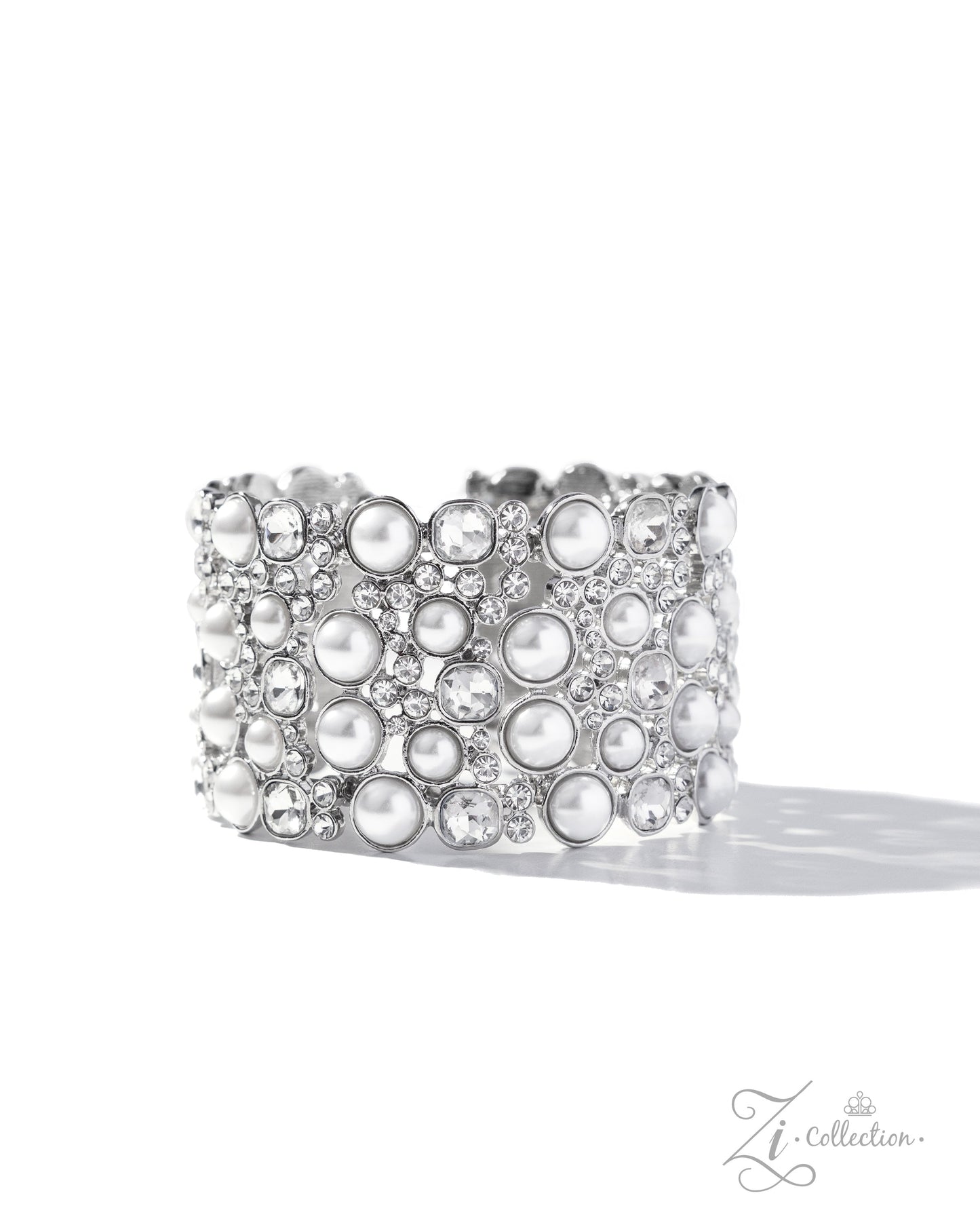 Comfortable Chic - White Pearl Rhinestone Cuff Zi Bracelet - 2025 Zi Collection