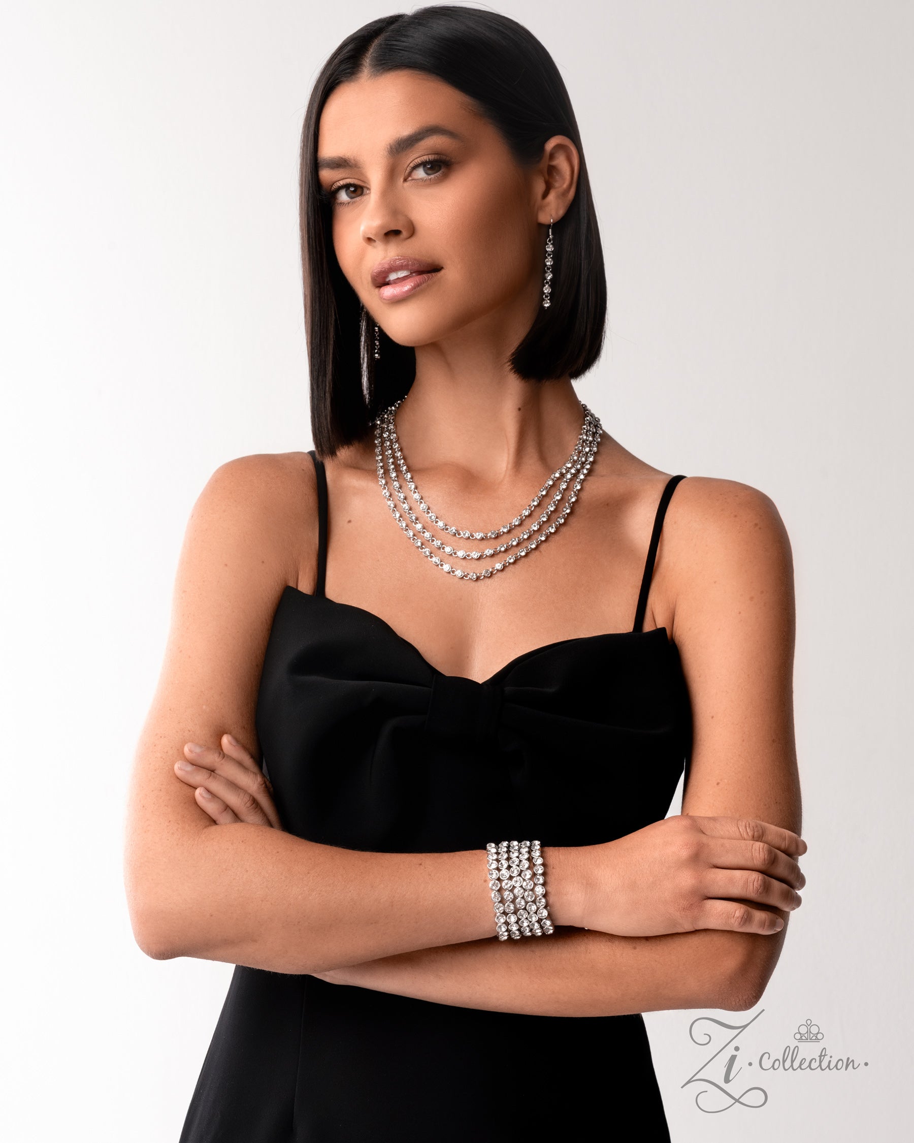 Modest Moment - White Gem Layered Stretchy Stack Zi Bracelet - 2025 Zi Collection