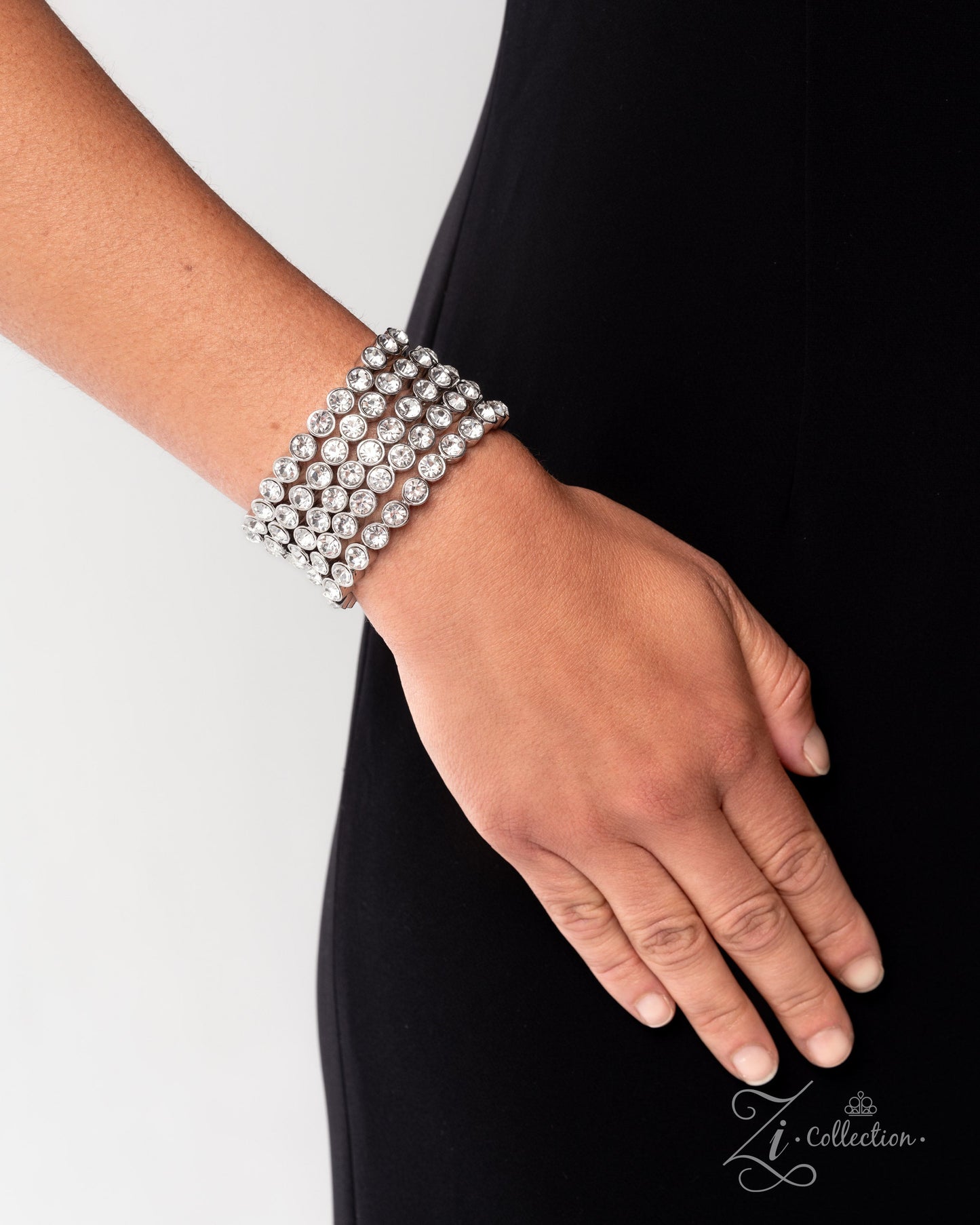 Modest Moment - White Gem Layered Stretchy Stack Zi Bracelet - 2025 Zi Collection