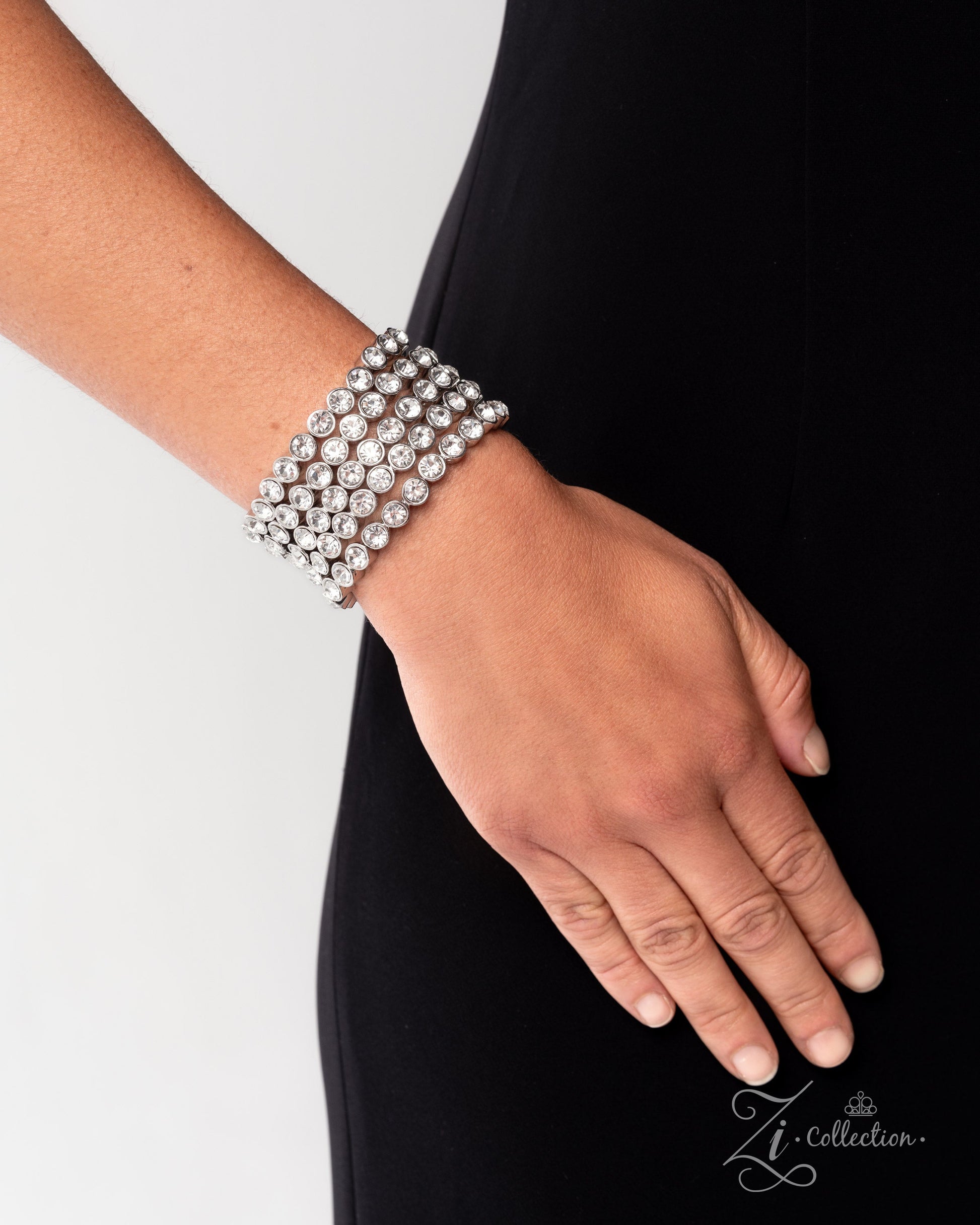 Modest Moment - White Gem Layered Stretchy Stack Zi Bracelet - 2025 Zi Collection