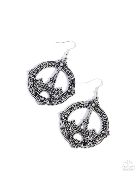 Enamored Eiffel Tower - Silver - Black