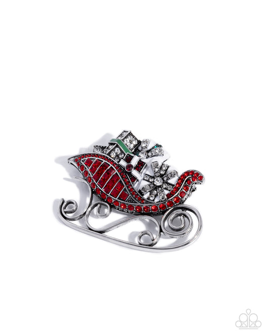 Sledding Shimmer - Brooches - Red