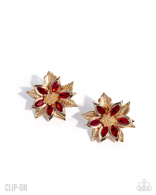 Perceptive Poinsettia - Clip-ons - Red