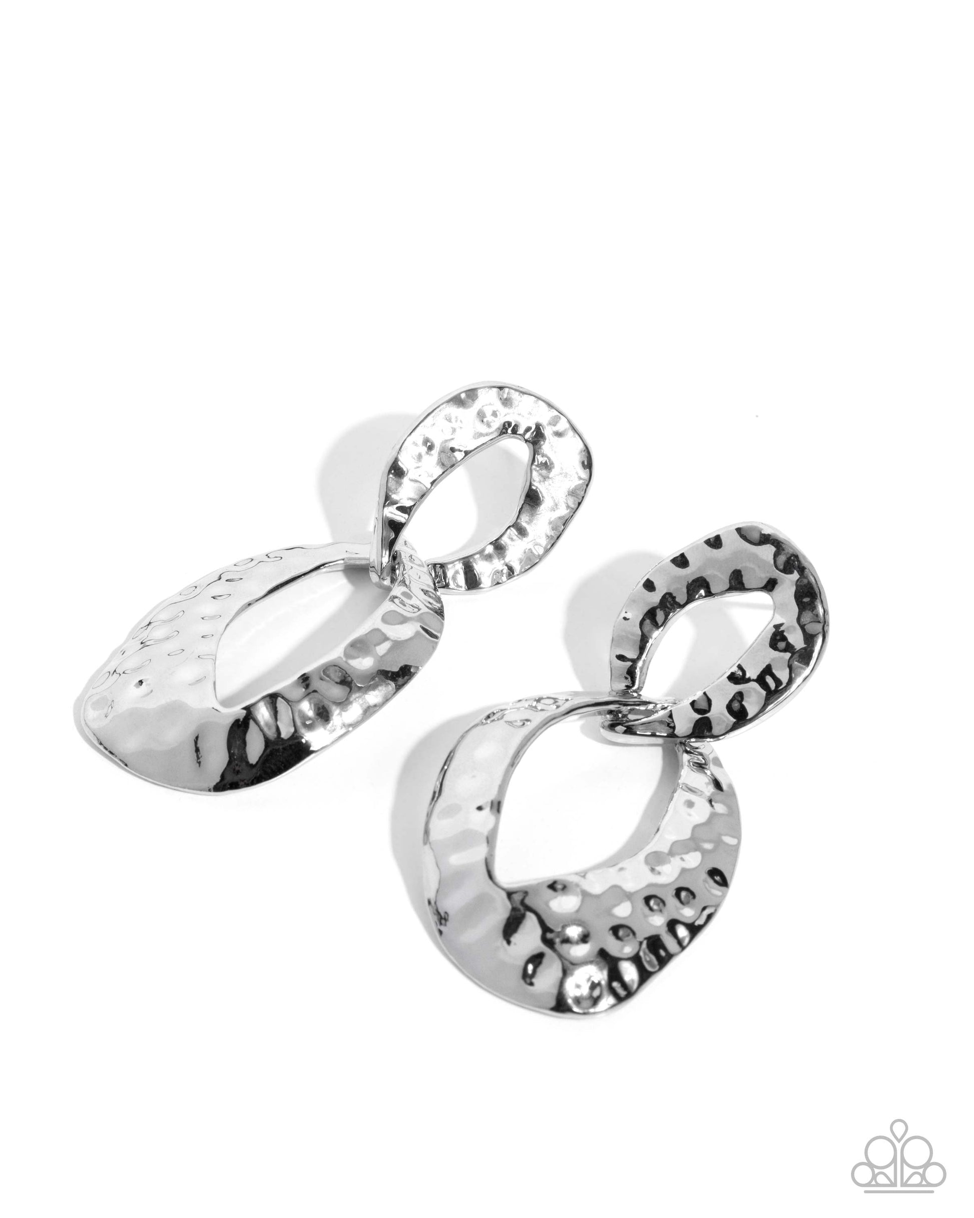 Mesmerizing Mash-Up - Silver Hammered Oval Post Earrings