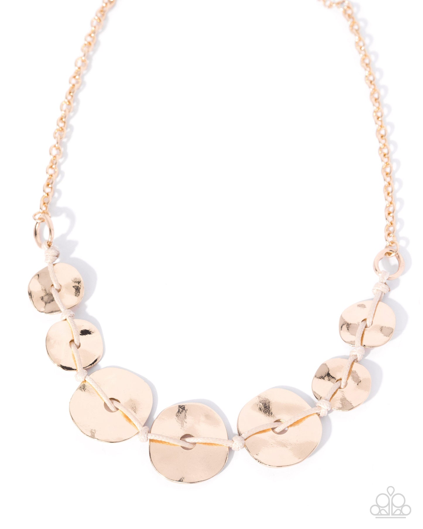 Defensive Discs - Gold Circle Tan Cord Short Necklace