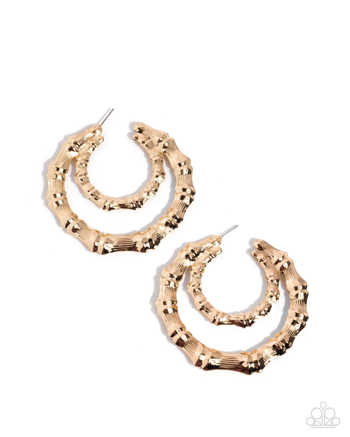 Tabloid Tiers - Gold Bamboo Texture Hoop Earrings