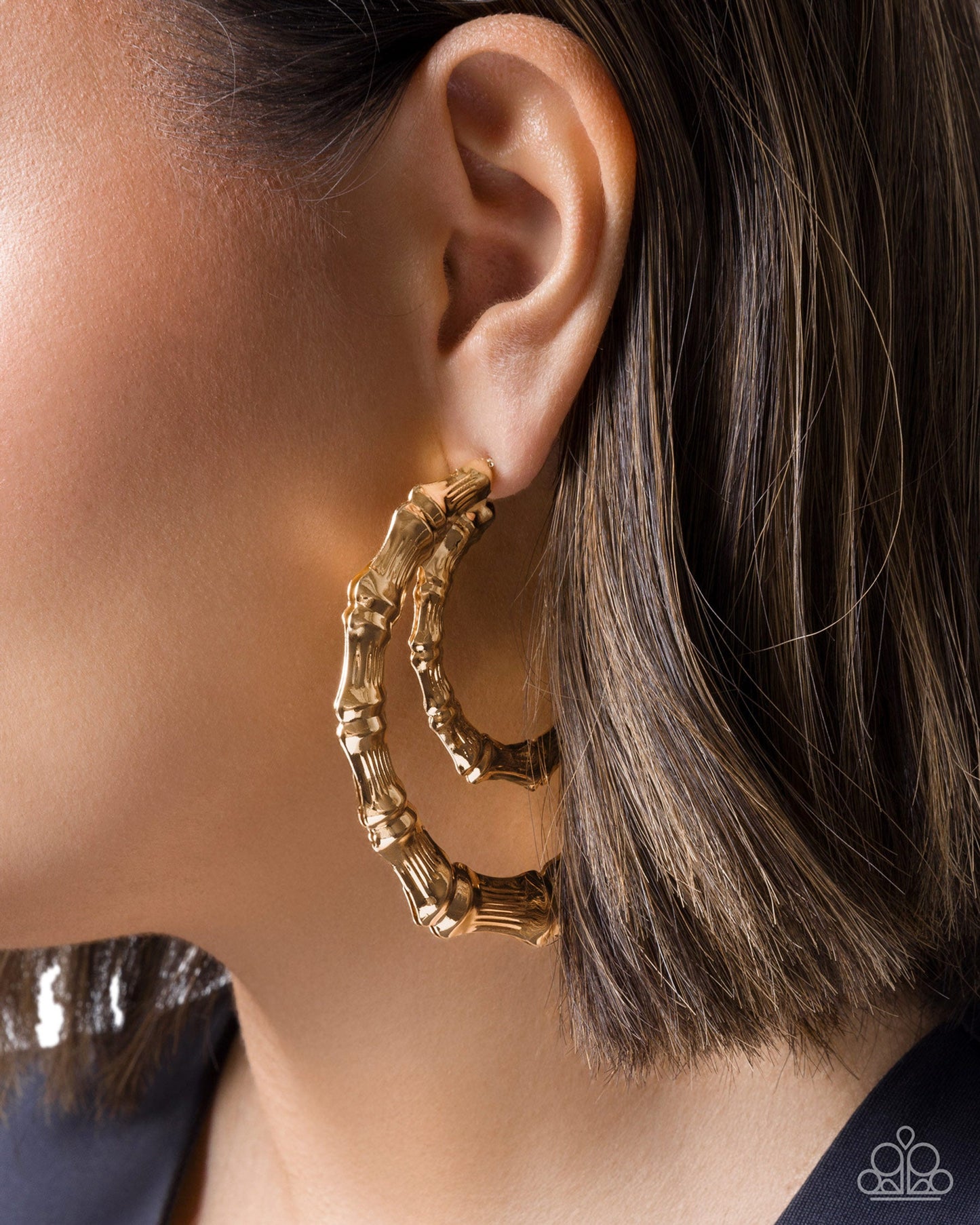 Tabloid Tiers - Gold Bamboo Texture Hoop Earrings