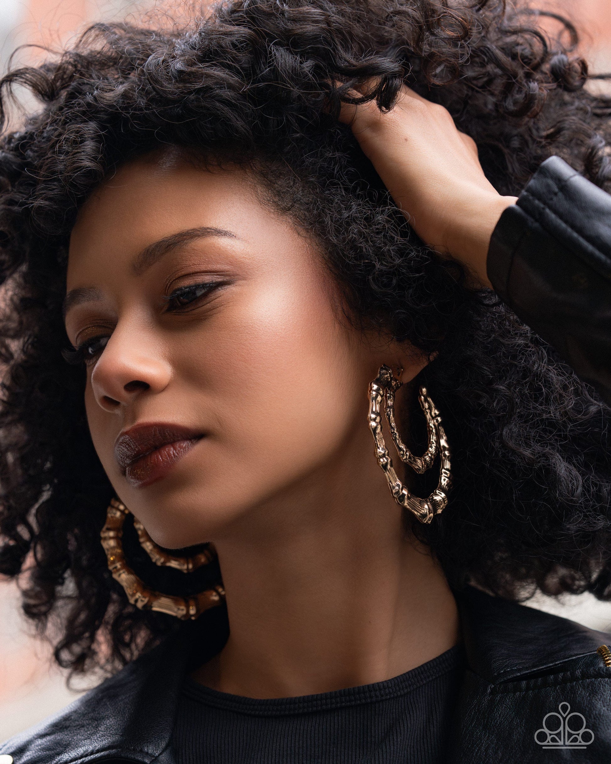 Tabloid Tiers - Gold Bamboo Texture Hoop Earrings