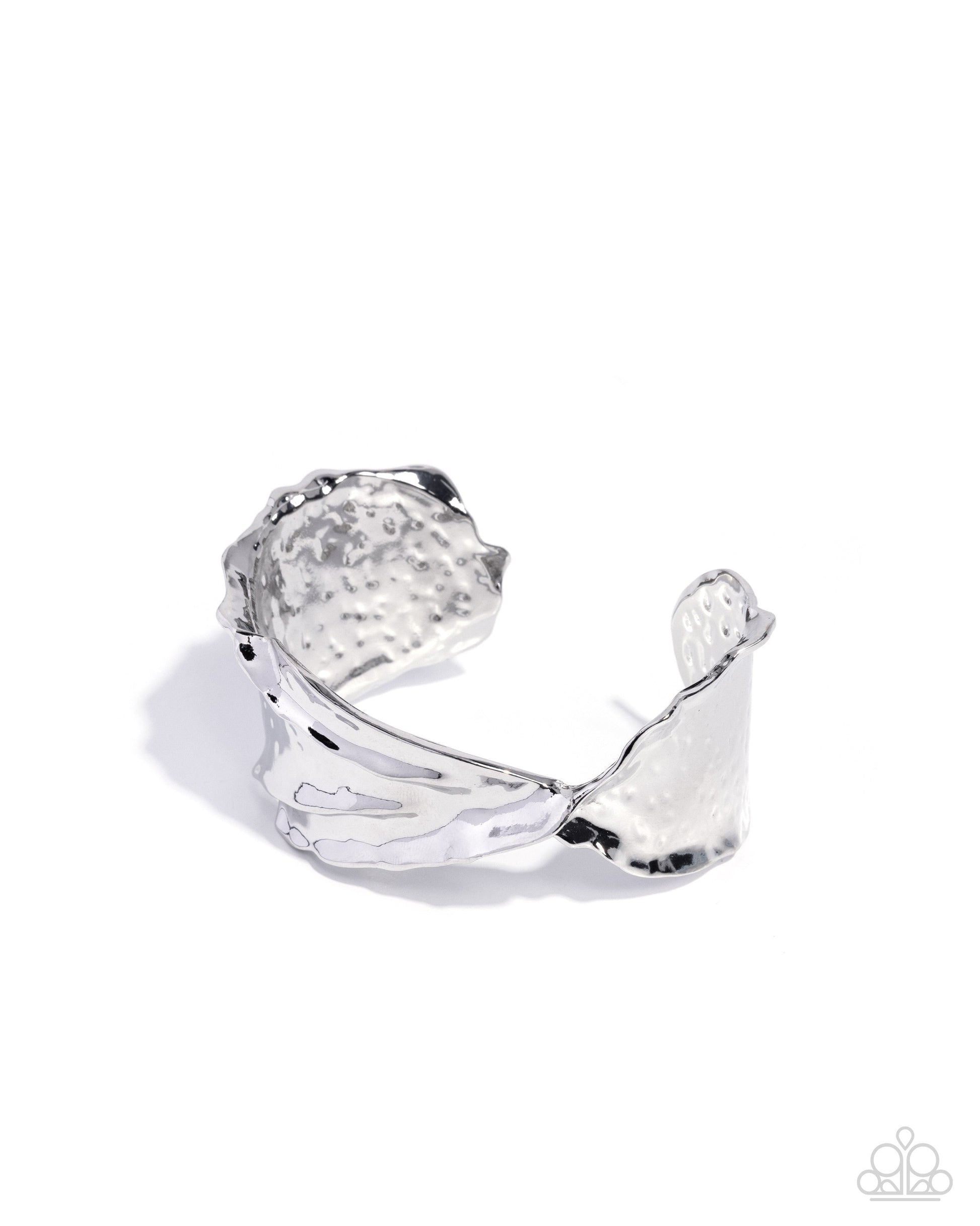 Twisted Trip - Silver Hammered Cuff Bracelet