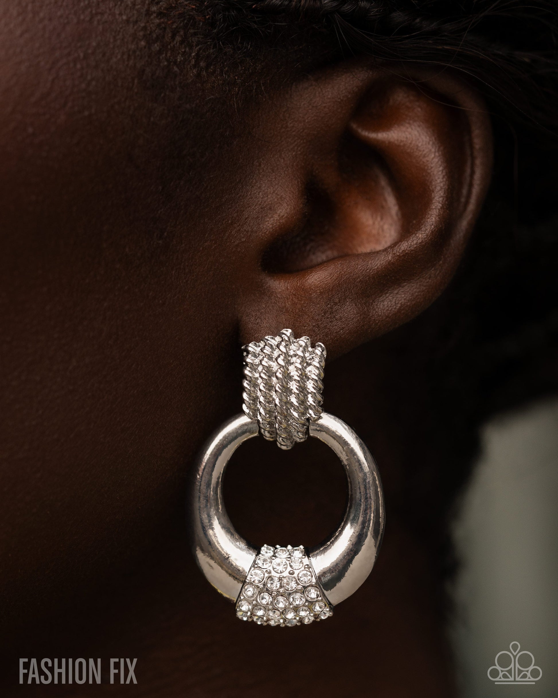 Sass Of The Day - White Rhinestone Silver Post Earrings