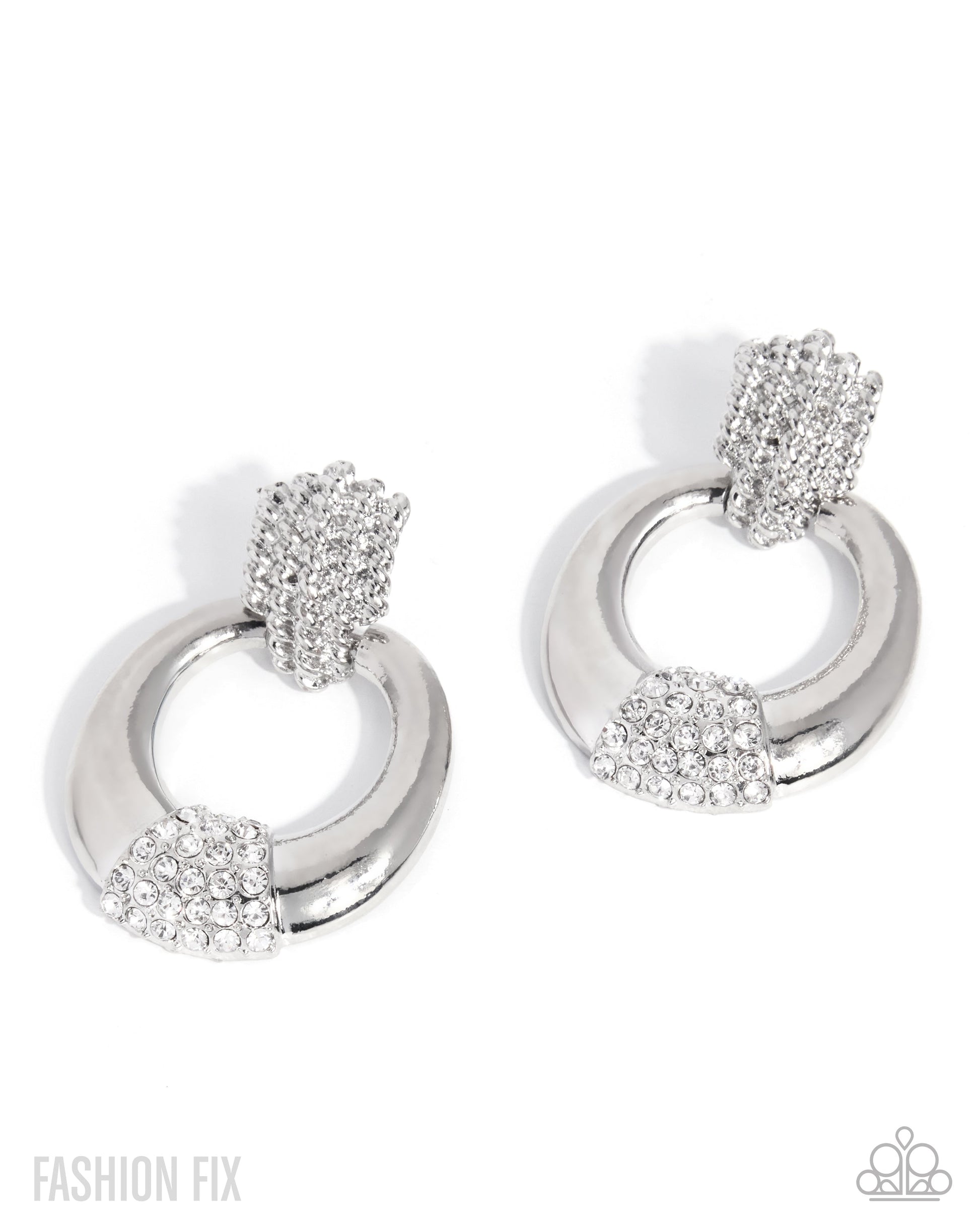 Sass Of The Day - White Rhinestone Silver Post Earrings