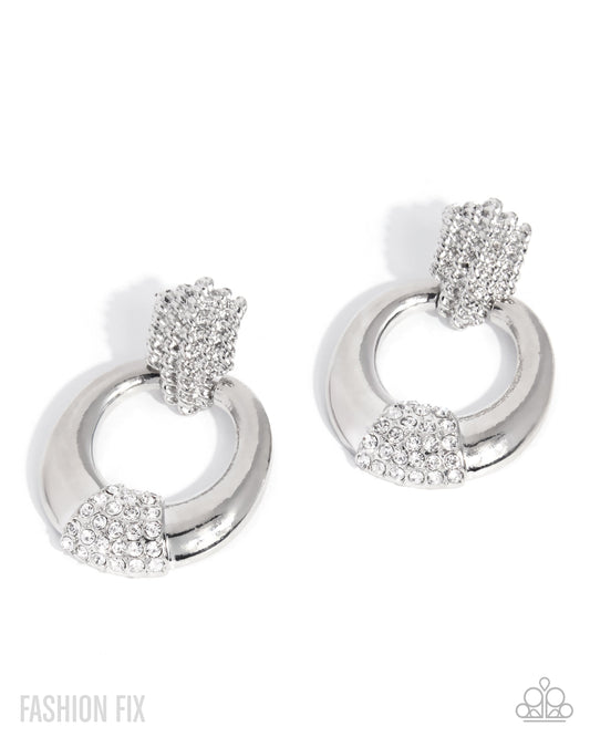 Sass Of The Day - White Rhinestone Silver Post Earrings