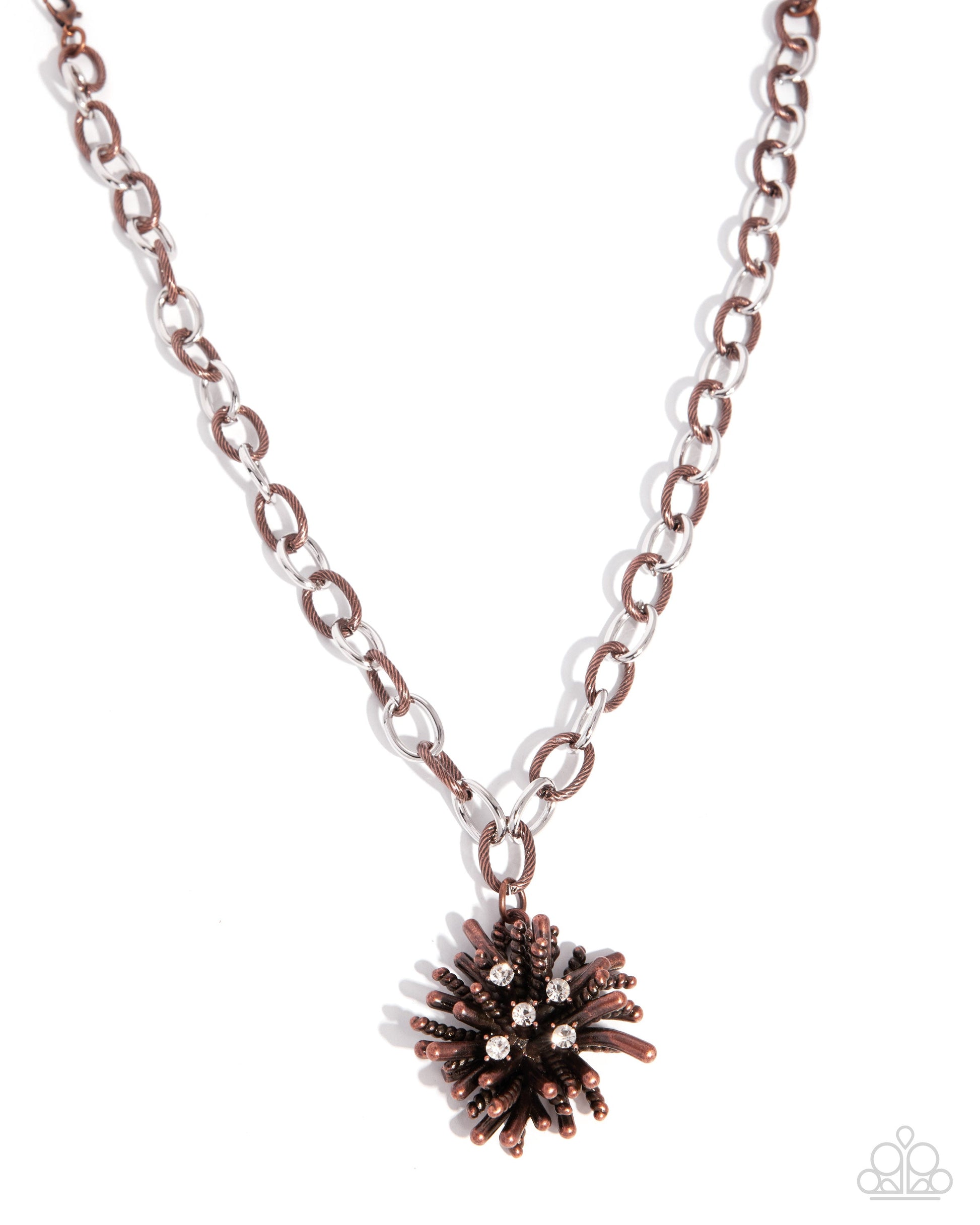 Scattered Sass - Copper White Rhinestone Short Necklace
