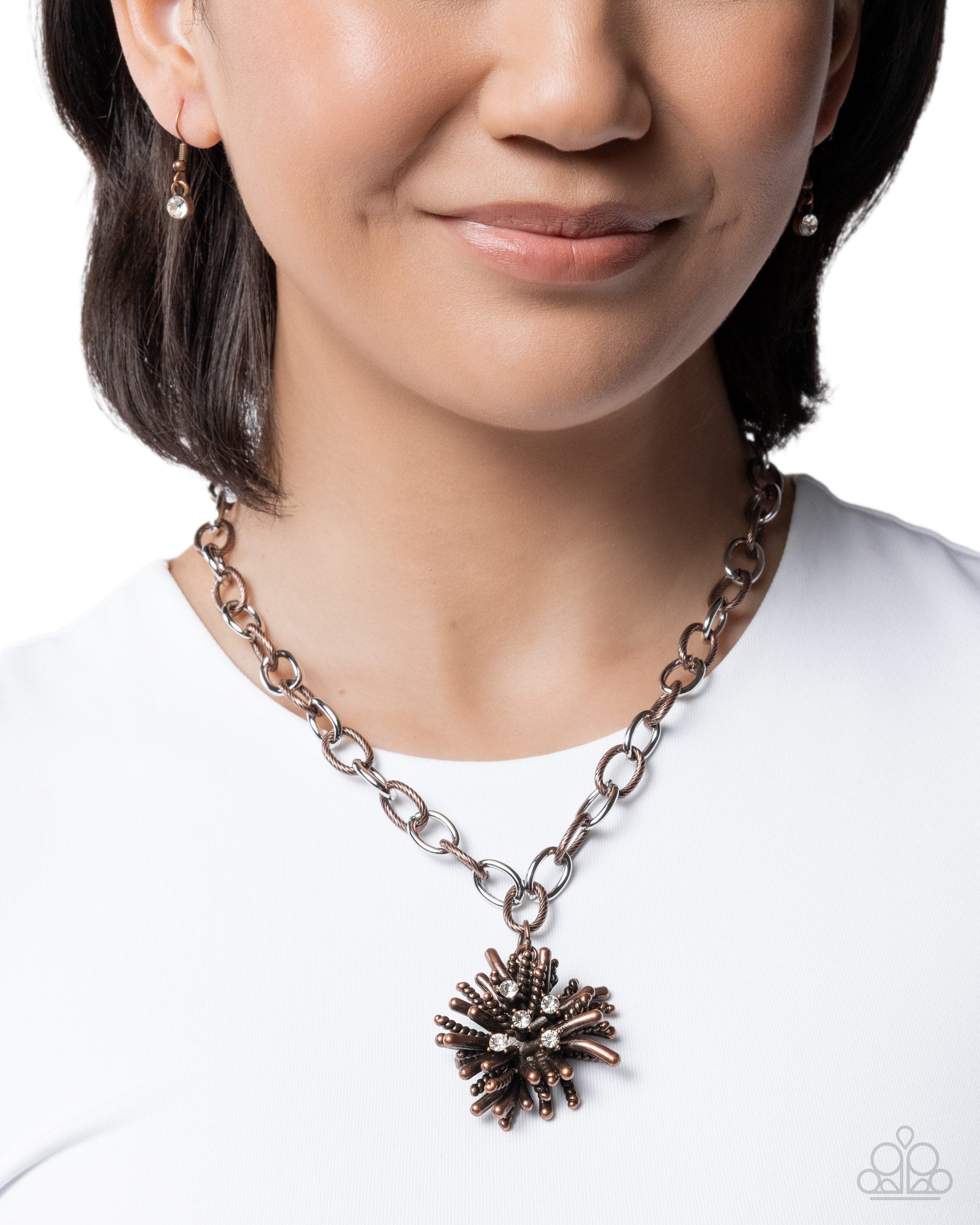 Scattered Sass - Copper White Rhinestone Short Necklace