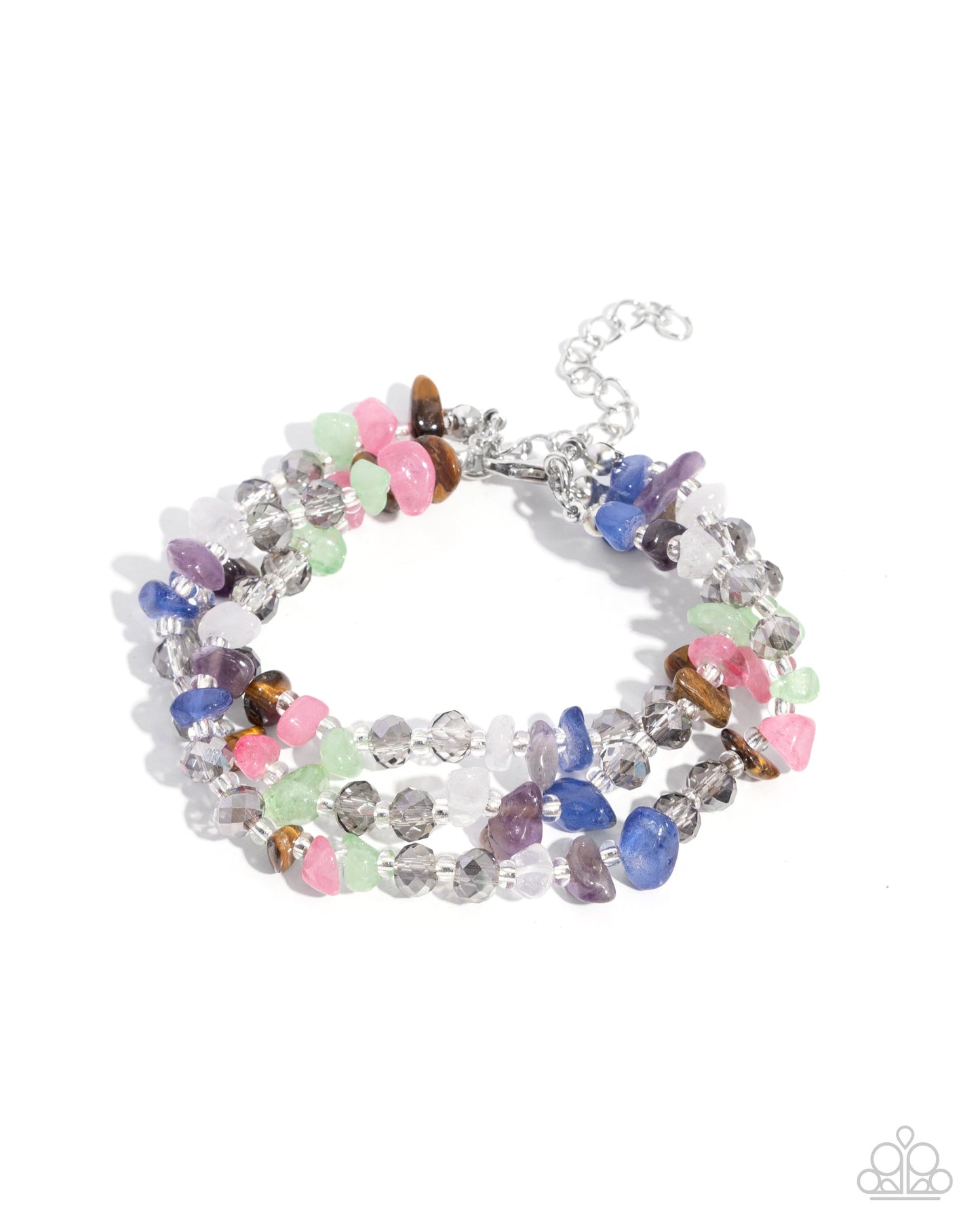 Stony Submission - Multi Color Stone Silver Bracelet