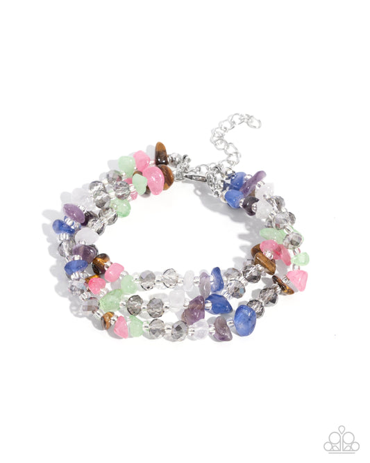 Stony Submission - Multi Color Stone Silver Bracelet