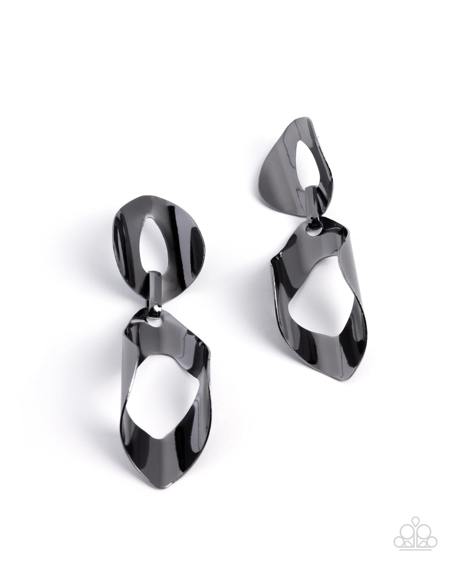 Iconic Illusion - Black Gunmetal Oval Post Earrings