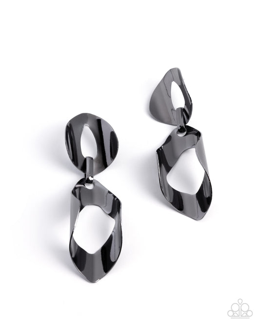 Iconic Illusion - Black Gunmetal Oval Post Earrings