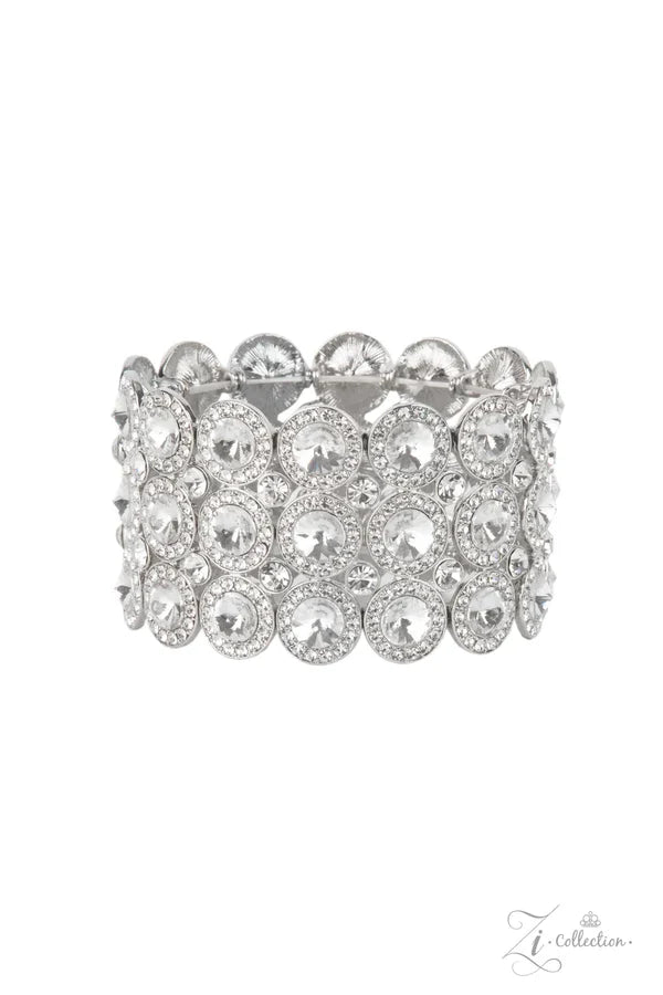 Celebratory Sparkle- White and Silver Zi Bracelet- Paparazzi Accessories