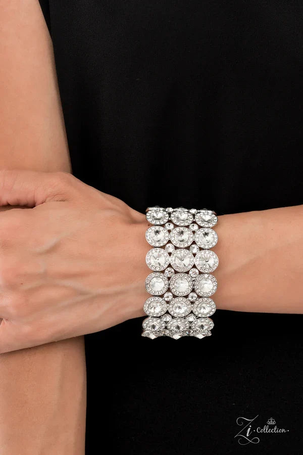 Celebratory Sparkle- White and Silver Zi Bracelet- Paparazzi Accessories